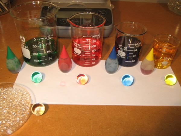 SAP Sphere soaked in 4 different colors of food coloring