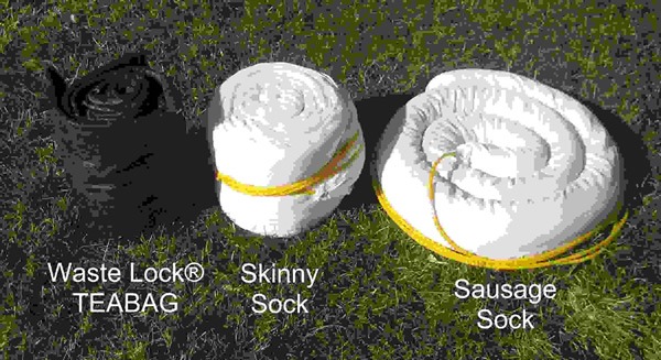 Waste Lock TEABAG, Skinny Sock and Sausage Sock side by side